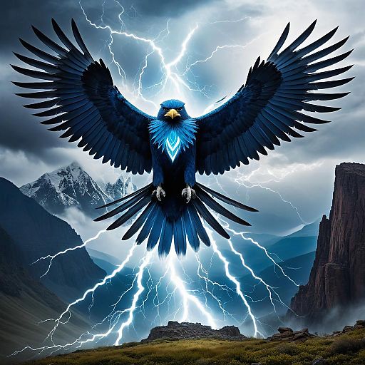 Thunderbird Deity in Stormy Mountain Valley