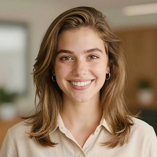 Smiling young woman with light brown hair