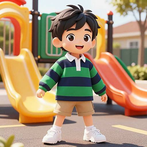 Joyful Boy in Contemporary Playground