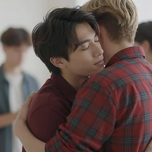Intimate Embrace of Two Young Men
