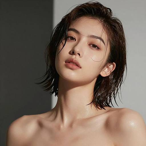 Confident Woman with Tousled Wet Hair