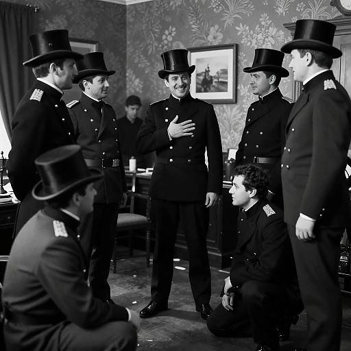 19th Century Men in Dimly Lit Room