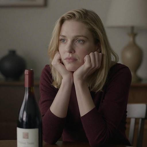 Thoughtful Blonde Woman in Dim Light