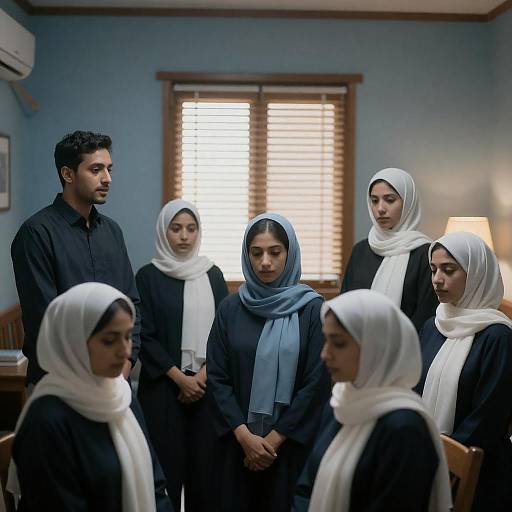 Gathering in a Blue-Walled Room