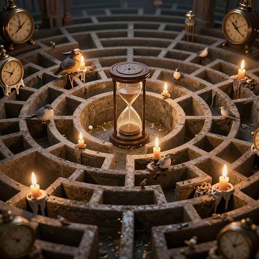 Surreal Time Labyrinth with Melting Clocks