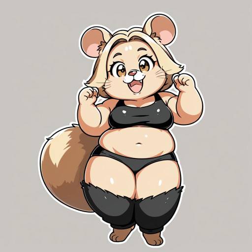 Cheerful Mouse Girl Balancing Joyfully Cheerful Mouse Girl Balancing Joyfully