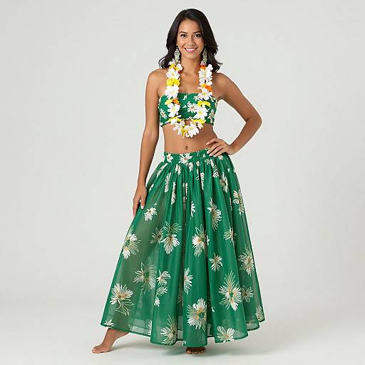 Woman in Hula Skirt Costume