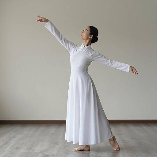 Woman in White Traditional Dance Costume