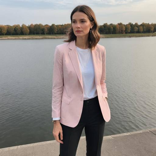 Woman in Cotton Candy Pink Blazer by Lake
