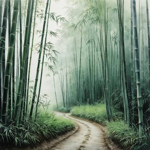 Misty Bamboo Forest Watercolor Scene Misty Bamboo Forest Watercolor Scene