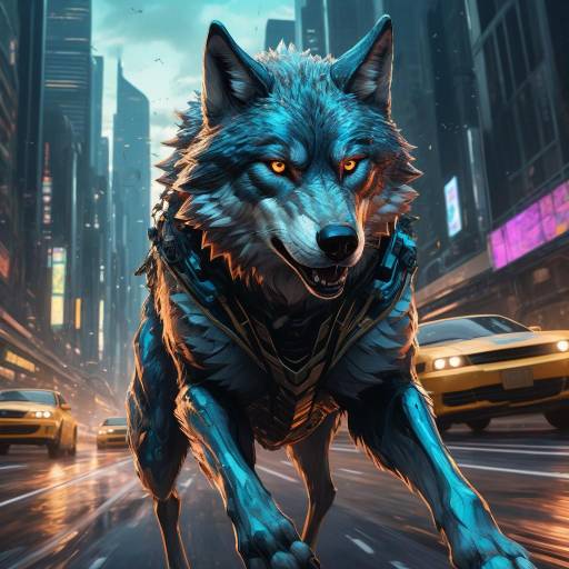 Sleek Racing Wolf in Urban Landscape Sleek Racing Wolf in Urban Landscape