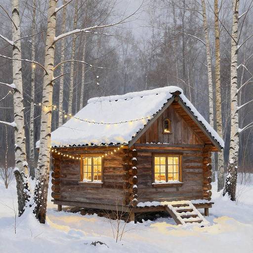 Cozy Snowy Log Cabin in Birch Grove
