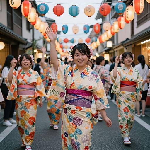 Joyful Japanese Women at Festival