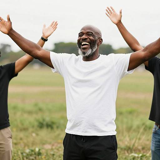 Joyful Middle-Aged Man Laughing Outdoors