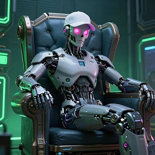 Cyberpunk Android on Neon Throne