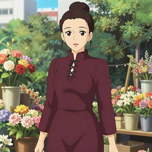 Stocky Woman in Burgundy Midi Dress