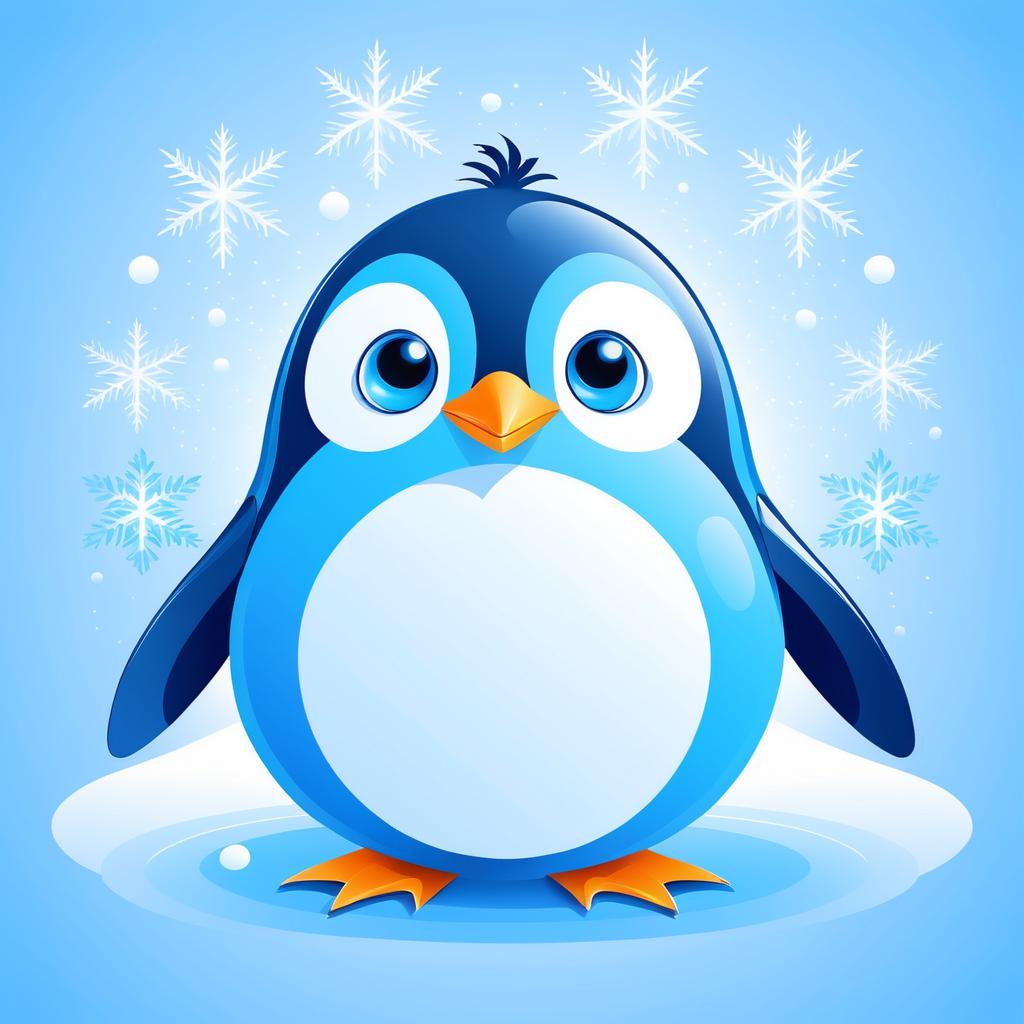 Charming Penguin Vector with Snowflake