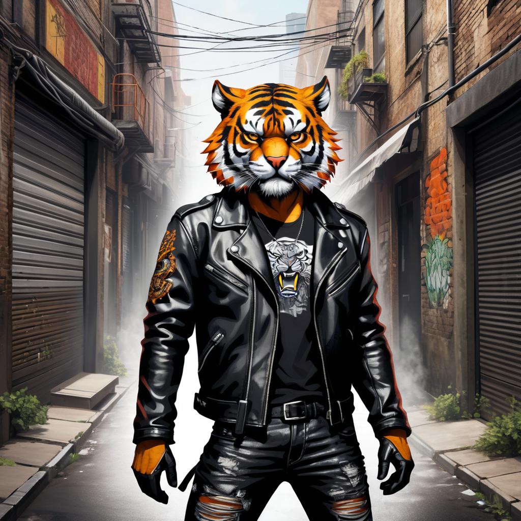 Urban Ecchi Tiger in Leather Jacket