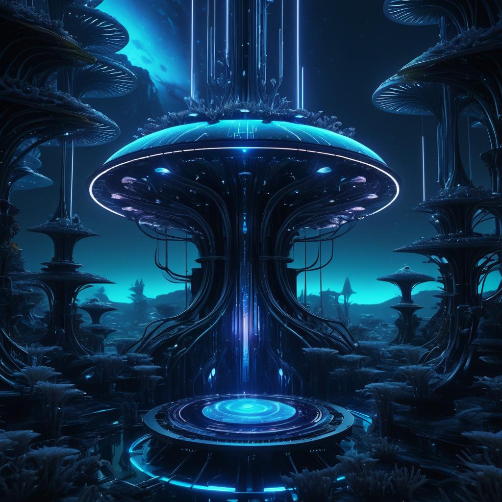 Futuristic Alien Landscape with Bioluminescence