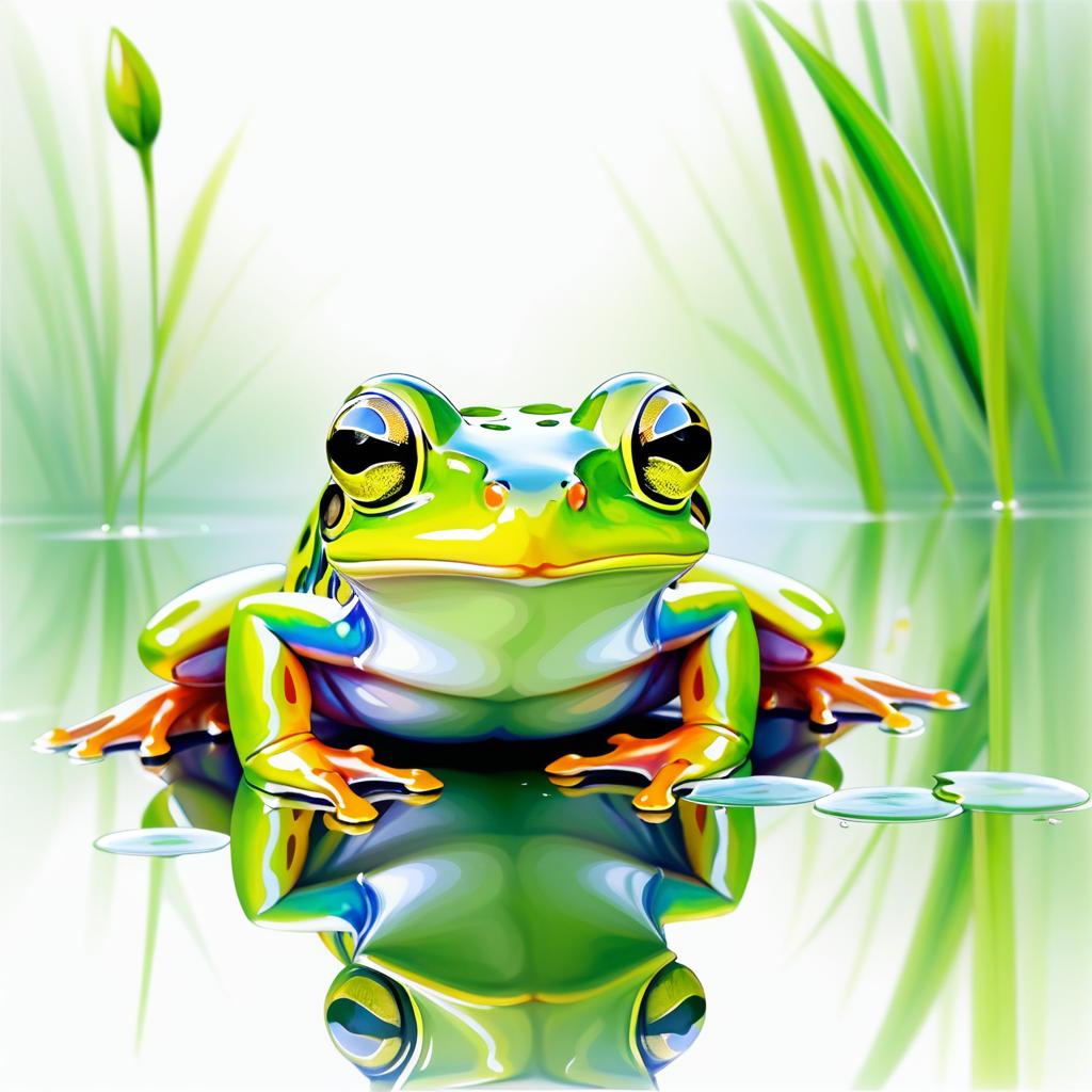 Serene Frog Painting Symbolizing Transformation