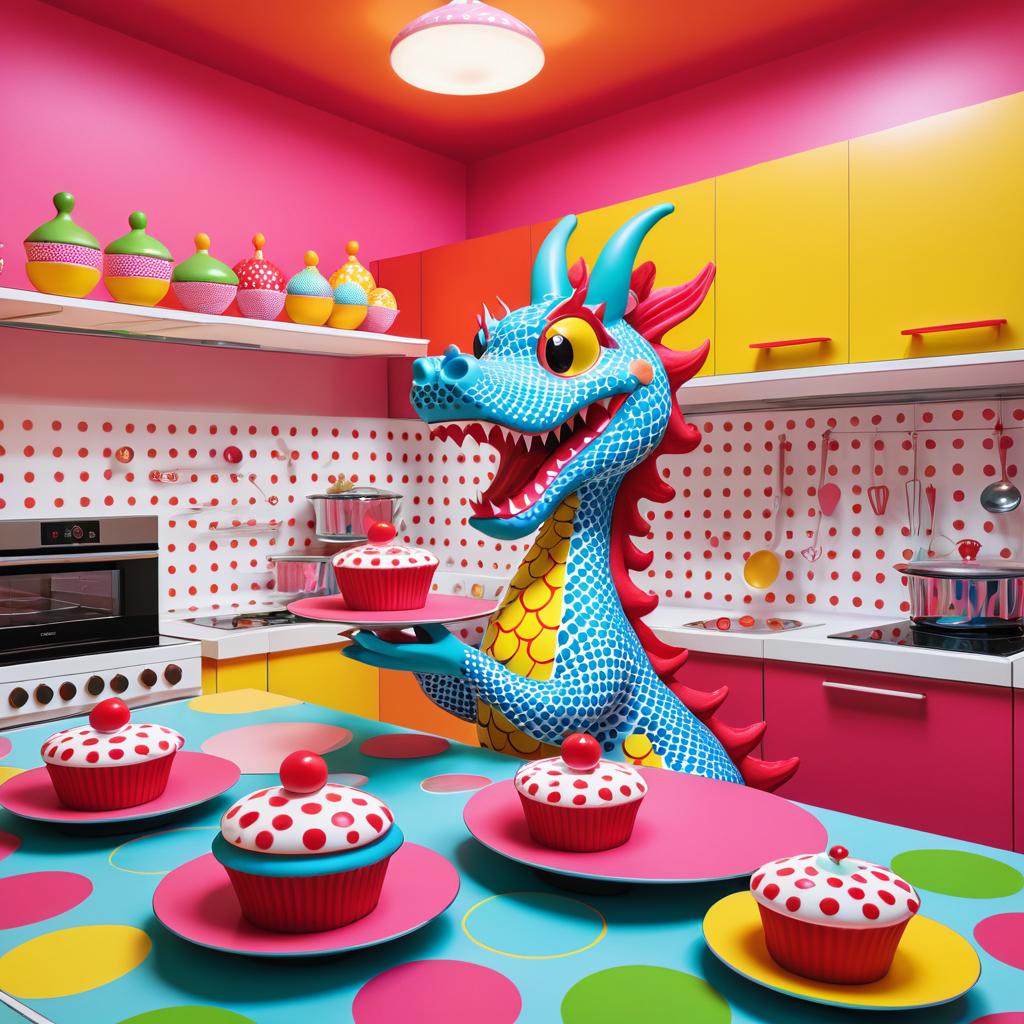 Whimsical Dragon Baking Cupcakes Art