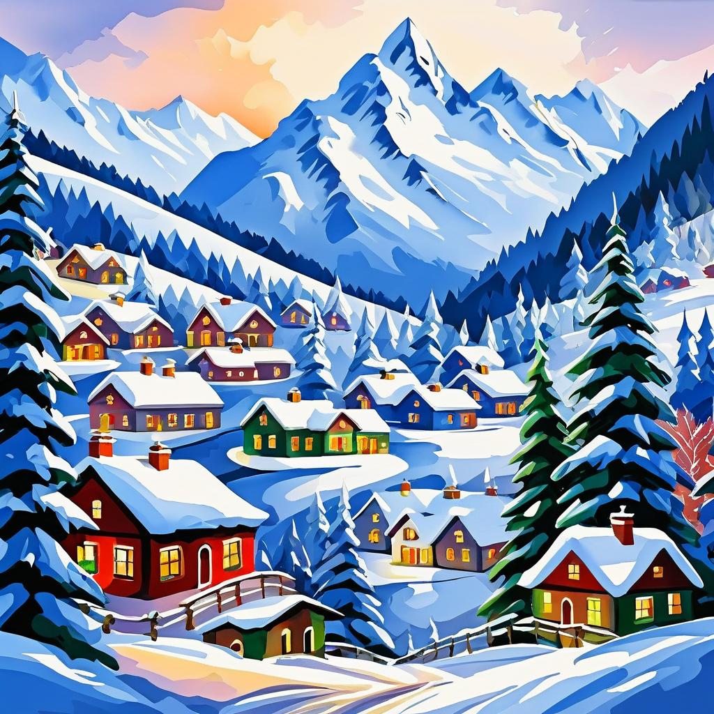 Winter Wonderland: Christmas Mountain Painting