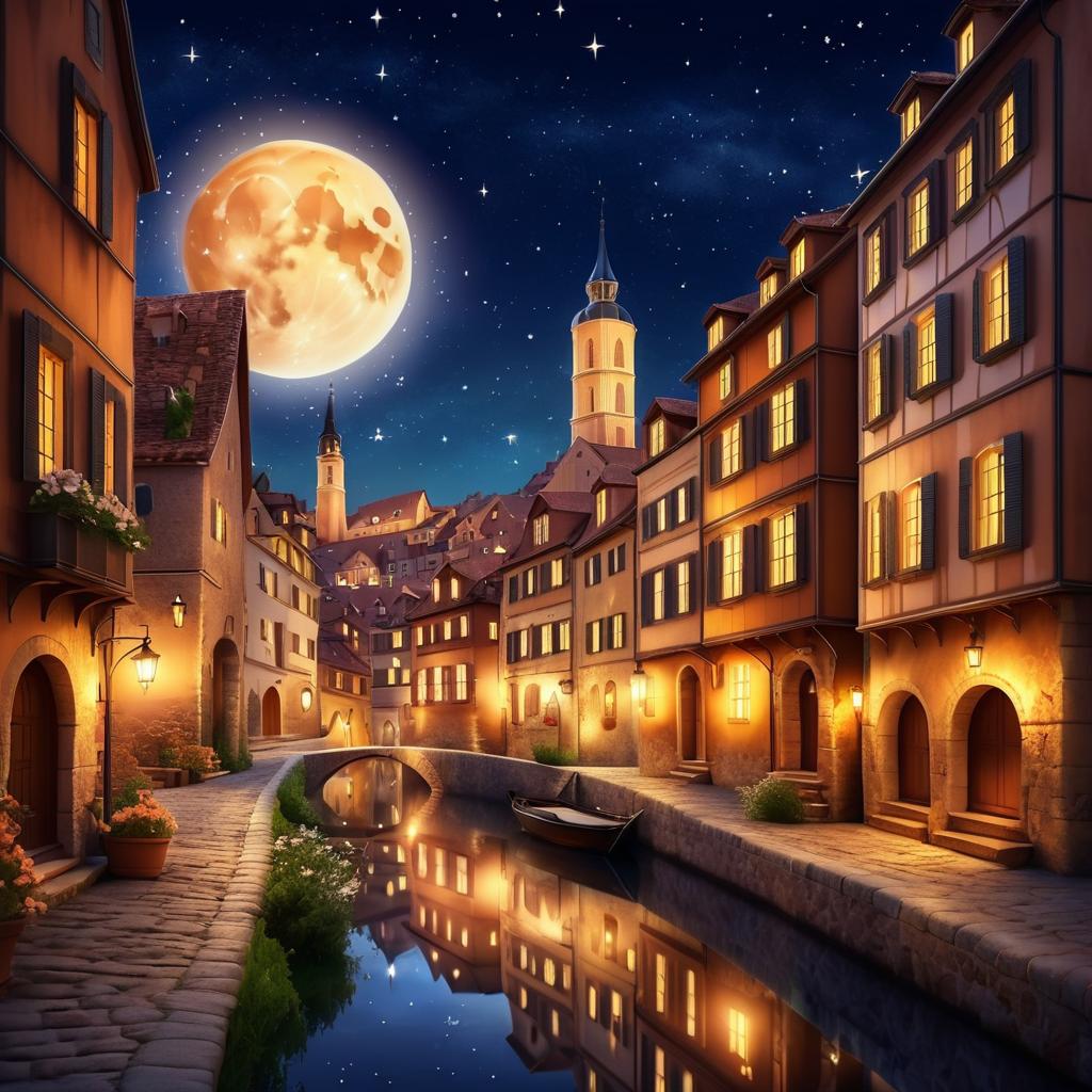 Serene Charm of a Starry Old Town