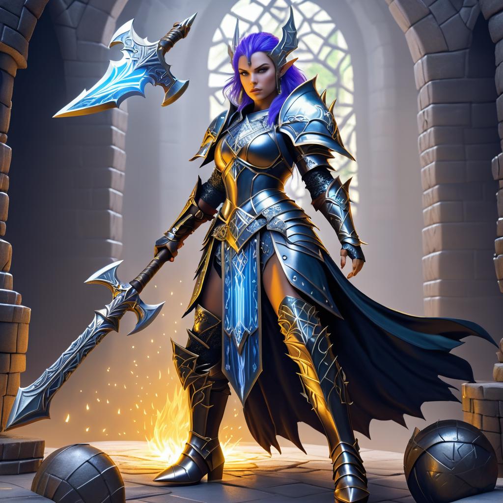 Half-Elf Sorceress in Armor Illustration