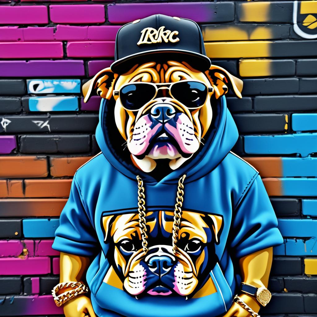 Cool Bulldog in Gangster Rapper Style