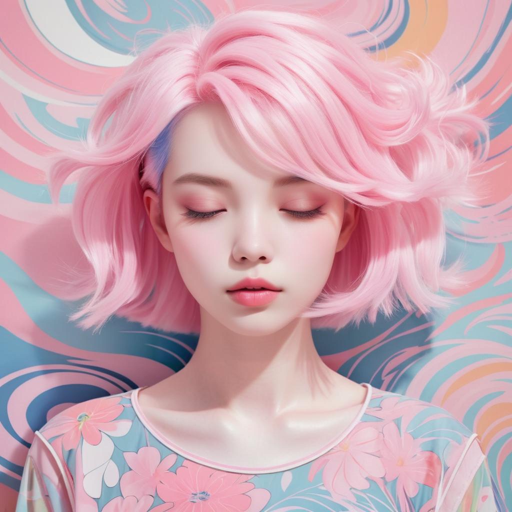 Ethereal Pink-Haired Girl in Pastel Art