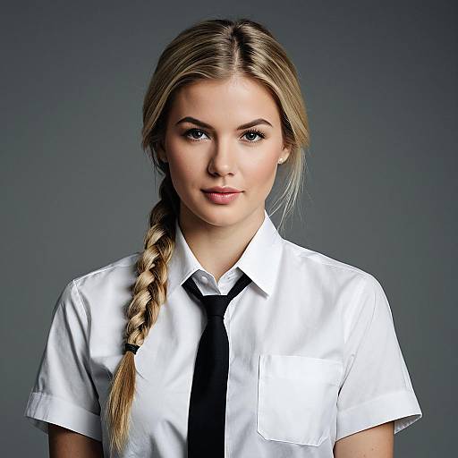 Young Woman in Business Uniform Shirt