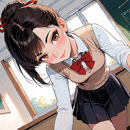 Mitsuha Miyamizu Classroom Dutch Angle Cowboy Shot