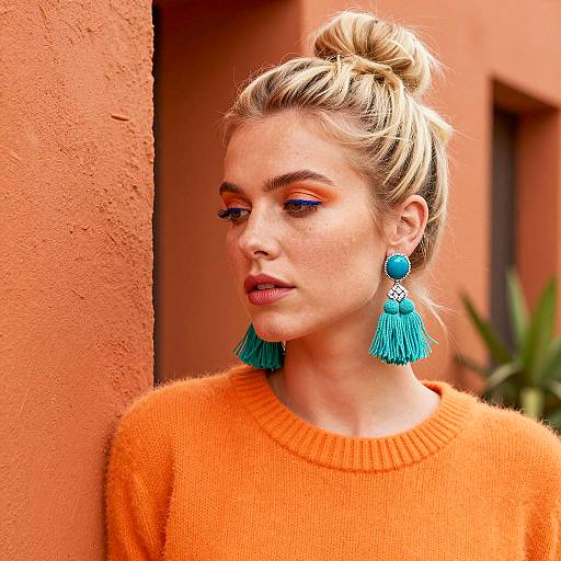 Stylish Portrait of a Freckled Blonde Woman