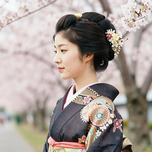 Serene Japanese Woman in Kimono