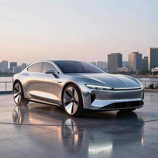 Chrome Luxury Autonomous Yacht at Twilight