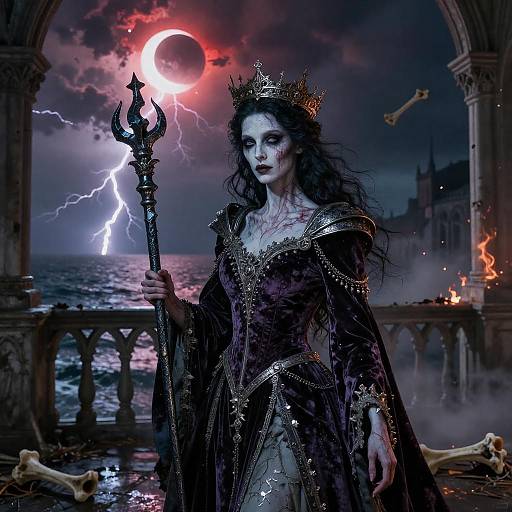 Lich Empress in Stormy Cathedral Portrait