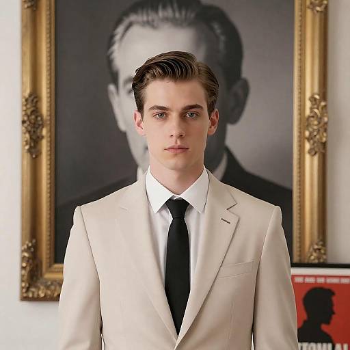 Young Man in Beige Suit Portrait