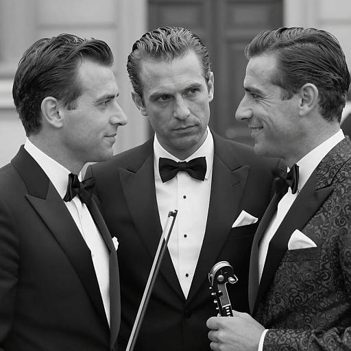Elegant Trio: Suits and Expressions in Focus