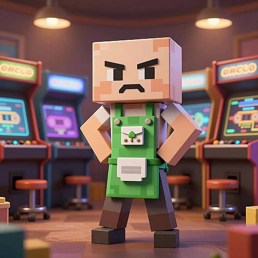 Pixelated DJ Tape Character in Arcade