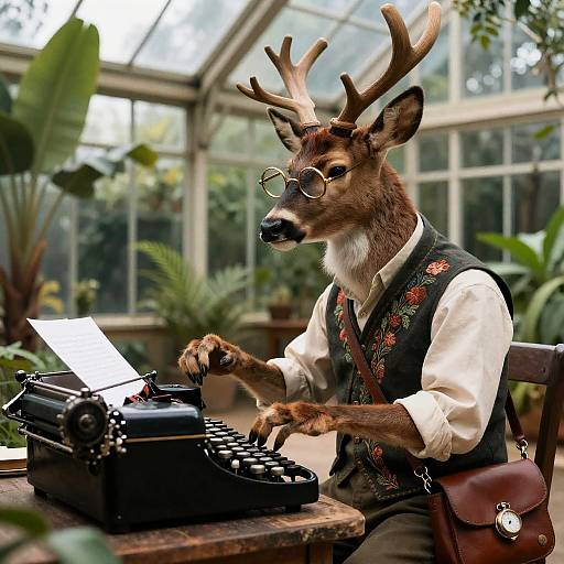 Stag Composer in Sunlit Victorian Conservatory