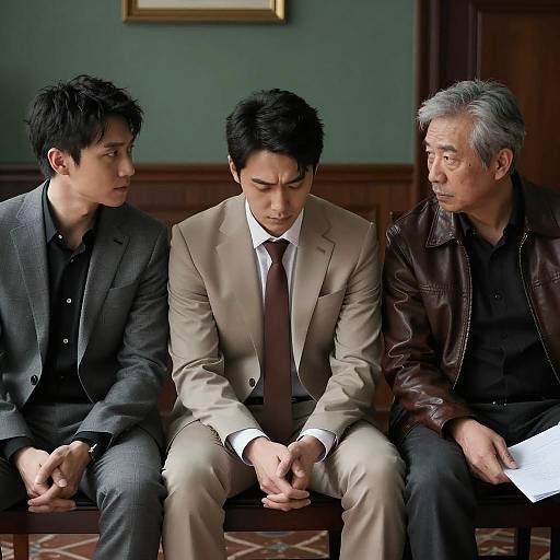 Three Men in a Dimly Lit Room