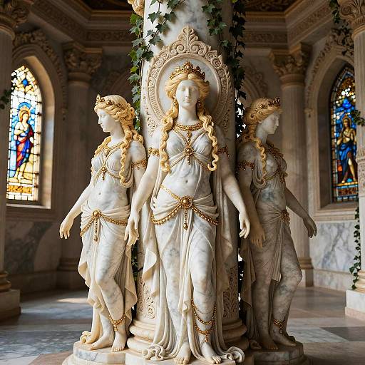 Blonde Goddesses in Marble Temple