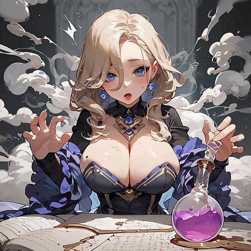 Surprised Witch Brewing Fuming Potions