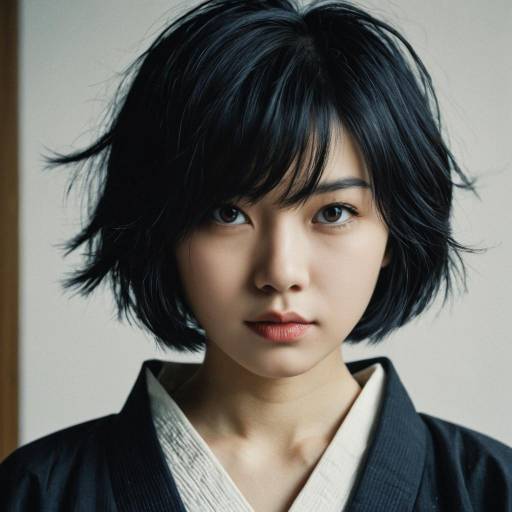 Portrait of Young Woman in Traditional Japanese Clothing