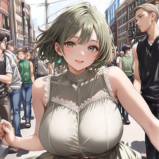 Gorgeous Woman in Green Dress Outdoors