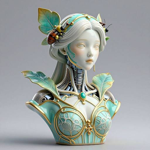 Realistic Porcelain Cyborg Bust