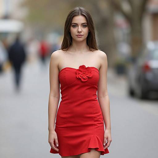 Red Salsa Dress Solo Portrait