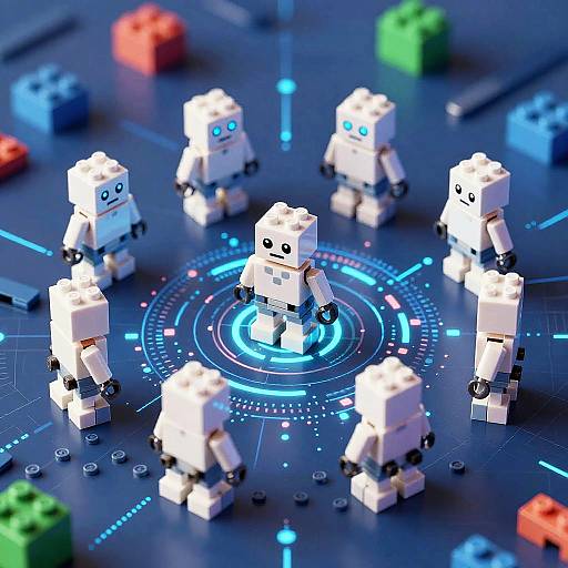 AI Legos Transforming into Robot Swarm