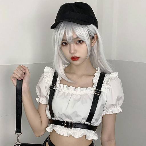 Young Woman in Military-Style Attire