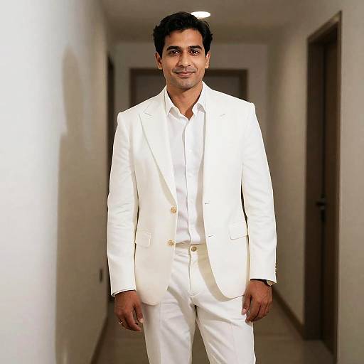 Man in White Outfit at Party